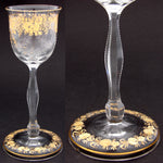 Antique Moser? Bohemian 6 3/4" Goblet, Intaglio Engraved with Gold Enamel