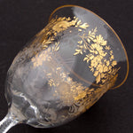 Antique Moser? Bohemian 6 3/4" Goblet, Intaglio Engraved with Gold Enamel