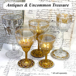 Antique Moser? Bohemian 6 3/4" Goblet, Intaglio Engraved with Gold Enamel