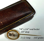 Antique Victorian Era French Hair Locket Memento 16k Gold Gentleman's Stick or Lapel Pin in Leather Box
