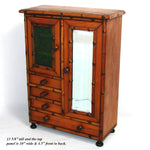 Antique Victorian Era 13.5" Miniature Armoire, Doll Sized Cabinet & Chest of Drawers