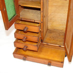 Antique Victorian Era 13.5" Miniature Armoire, Doll Sized Cabinet & Chest of Drawers