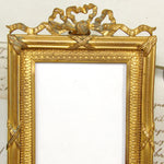Gorgeous Antique French Gilt Bronze 6 3/4" Picture Frame, Louis XVI Style Bow & Ribbon Top