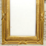 Gorgeous Antique French Gilt Bronze 6 3/4" Picture Frame, Louis XVI Style Bow & Ribbon Top