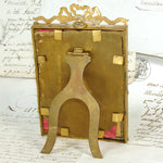 Gorgeous Antique French Gilt Bronze 6 3/4" Picture Frame, Louis XVI Style Bow & Ribbon Top