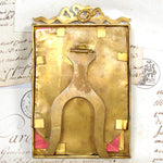 Gorgeous Antique French Gilt Bronze 6 3/4" Picture Frame, Louis XVI Style Bow & Ribbon Top