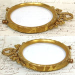 Antique French Gilt Bronze Ormolu 5.25" Picture Frame, Louis XVI Bow & Ribbon Top