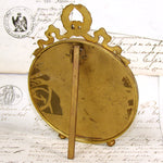 Antique French Gilt Bronze Ormolu 5.25" Picture Frame, Louis XVI Bow & Ribbon Top