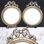 Antique French Louis XVI Style Miniature Picture Frame Pair, Bow & Ribbon Top
