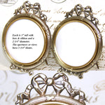 Antique French Louis XVI Style Miniature Picture Frame Pair, Bow & Ribbon Top