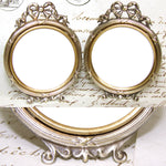 Antique French Louis XVI Style Miniature Picture Frame Pair, Bow & Ribbon Top