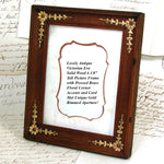 Antique French Empire Revival Style 6 1/8" Picture Frame, Wood with Gilt Appliques