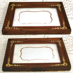 Antique French Empire Revival Style 6 1/8" Picture Frame, Wood with Gilt Appliques