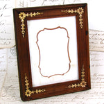 Antique French Empire Revival Style 6 1/8" Picture Frame, Wood with Gilt Appliques