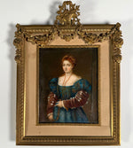 Elegant Antique French Frame Miniature Portrait after TITIAN's Renaissance "Portrait of a Lady",