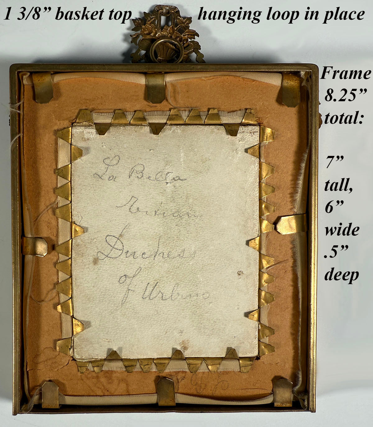 Elegant Antique French Frame Miniature Portrait after TITIAN's Renaissance "Portrait of a Lady",