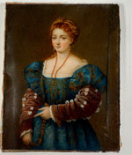 Elegant Antique French Frame Miniature Portrait after TITIAN's Renaissance "Portrait of a Lady",