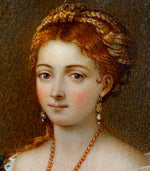 Elegant Antique French Frame Miniature Portrait after TITIAN's Renaissance "Portrait of a Lady",