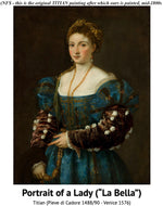Elegant Antique French Frame Miniature Portrait after TITIAN's Renaissance "Portrait of a Lady",