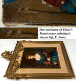 Elegant Antique French Frame Miniature Portrait after TITIAN's Renaissance "Portrait of a Lady",