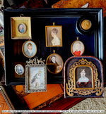 Stunning Young French-English Woman Portrait Miniature, c.1815 Fine Antique Easel Frame in Original Leather Case