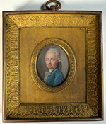 Museum Quality Mid-18th Century Antique French Portrait Miniature in Dore Bronze Frame
