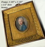 Museum Quality Mid-18th Century Antique French Portrait Miniature in Dore Bronze Frame