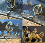 Charming Antique French Miniature Painting, Portrait after Fragonard, Artist Signed, Sphinx Bronze Frame