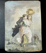 Charming Antique French Miniature Painting, Portrait after Fragonard, Artist Signed, Sphinx Bronze Frame