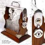Antique English Victorian Oak & SP Miniature Liquor Tantalus, Perfume Caddy or Salesman's Sample