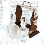 Antique English Victorian Oak & SP Miniature Liquor Tantalus, Perfume Caddy or Salesman's Sample