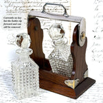 Antique English Victorian Oak & SP Miniature Liquor Tantalus, Perfume Caddy or Salesman's Sample