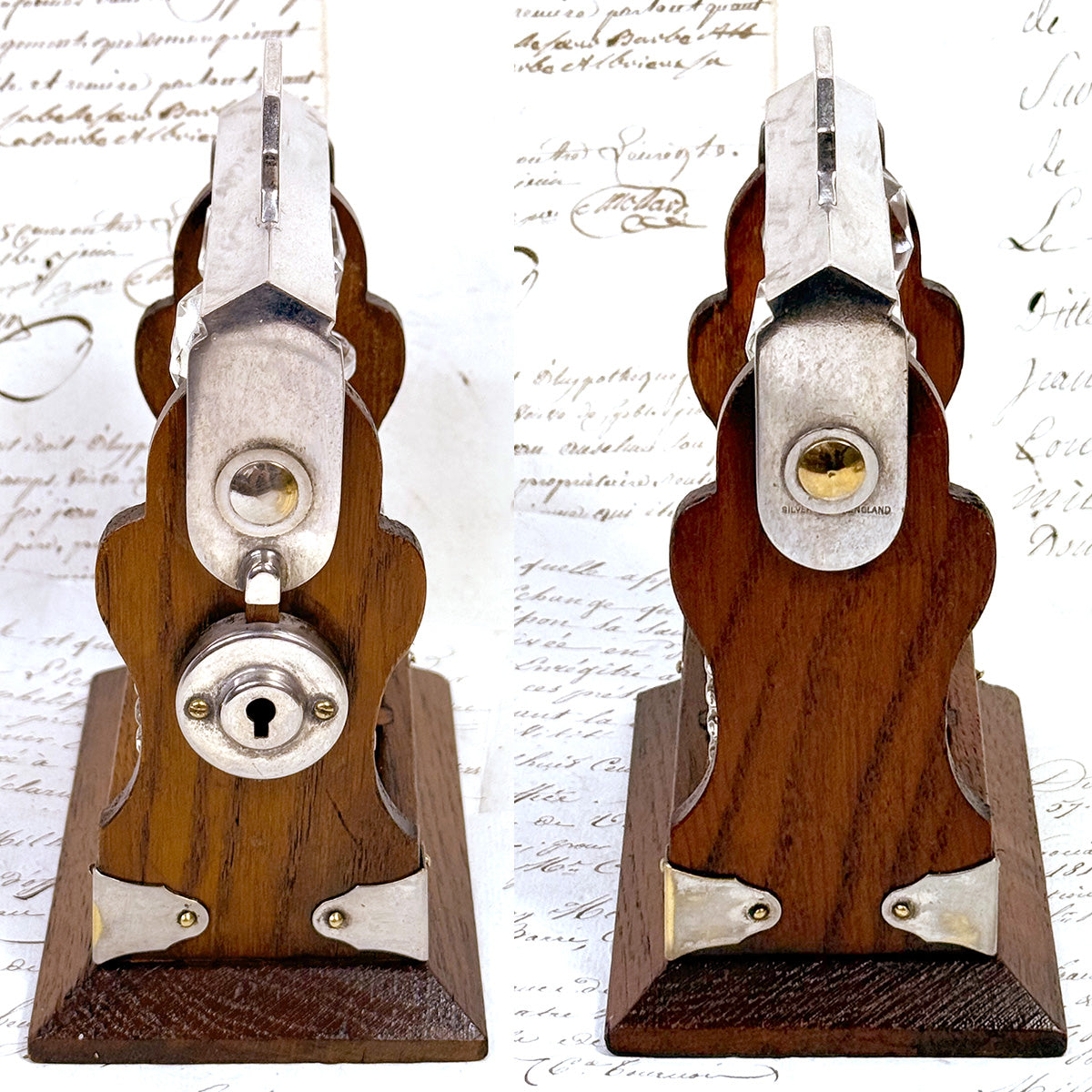 Antique English Victorian Oak & SP Miniature Liquor Tantalus, Perfume Caddy or Salesman's Sample