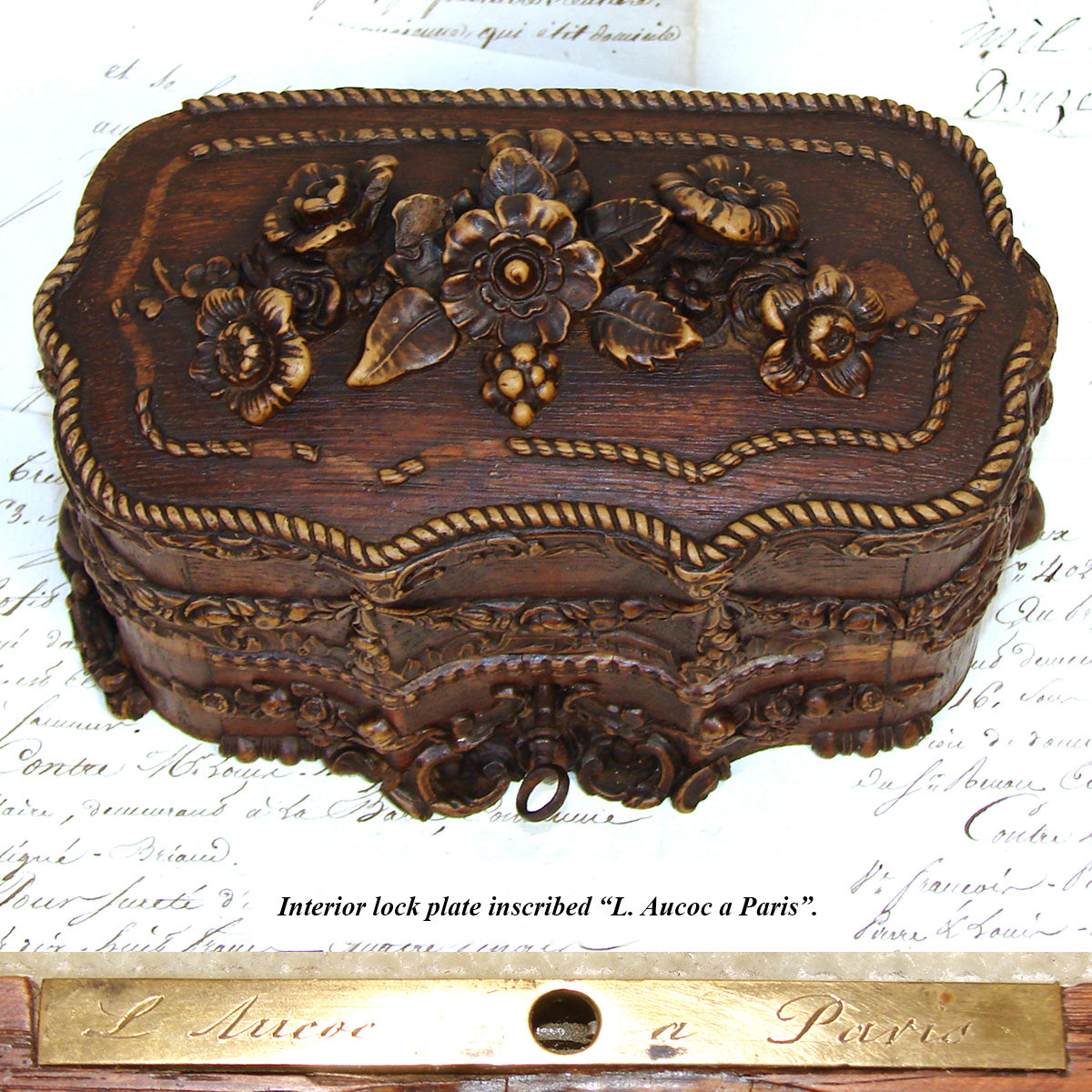 Antique French Victorian Era Triple Scent Caddy, Perfume Box, Gold Enamel Bottles