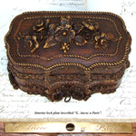 Antique French Victorian Era Triple Scent Caddy, Perfume Box, Gold Enamel Bottles