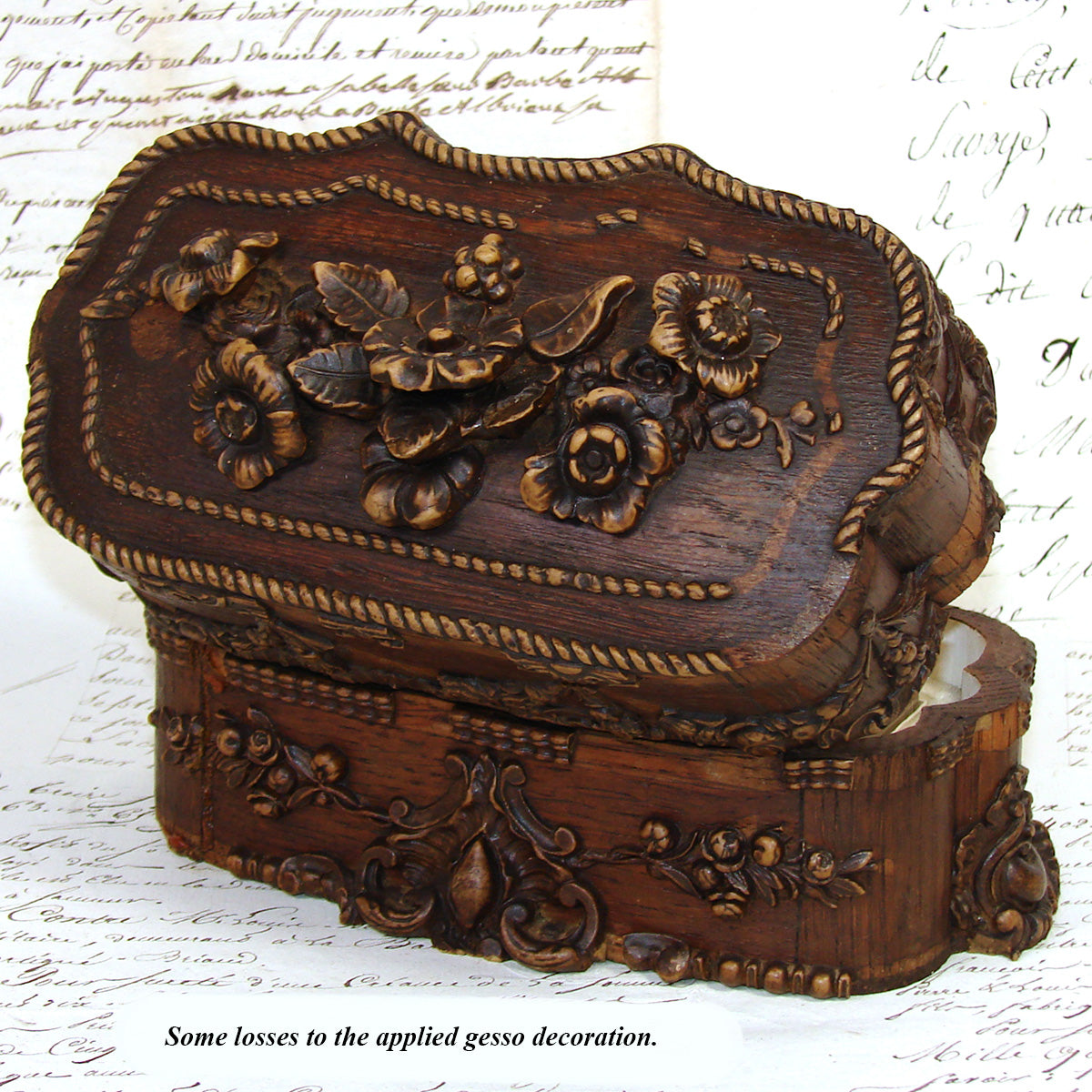 Antique French Victorian Era Triple Scent Caddy, Perfume Box, Gold Enamel Bottles