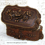 Antique French Victorian Era Triple Scent Caddy, Perfume Box, Gold Enamel Bottles