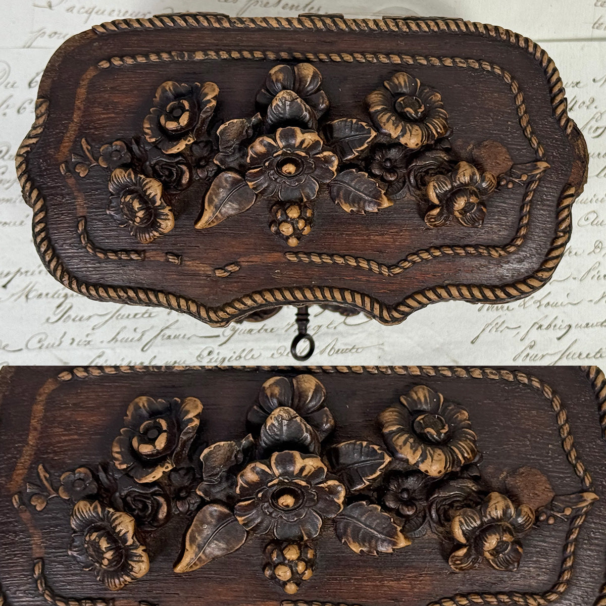 Antique French Victorian Era Triple Scent Caddy, Perfume Box, Gold Enamel Bottles