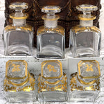 Antique French Victorian Era Triple Scent Caddy, Perfume Box, Gold Enamel Bottles