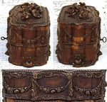 Antique French Victorian Era Triple Scent Caddy, Perfume Box, Gold Enamel Bottles