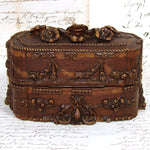 Antique French Victorian Era Triple Scent Caddy, Perfume Box, Gold Enamel Bottles