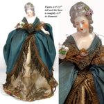 Rare Antique French Vernis Martin 12" Miniature Sedan Chair WITH Exquisite Original Doll, Palanquin, Chaise a Porteur