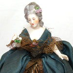 Rare Antique French Vernis Martin 12" Miniature Sedan Chair WITH Exquisite Original Doll, Palanquin, Chaise a Porteur