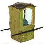 Rare Antique French Vernis Martin 12" Miniature Sedan Chair WITH Exquisite Original Doll, Palanquin, Chaise a Porteur