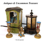 Rare Antique French Vernis Martin 12" Miniature Sedan Chair WITH Exquisite Original Doll, Palanquin, Chaise a Porteur