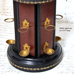 Antique French Victorian Era Cigar Presenter Caddy, Carousel Style, Burled & Brass Accents
