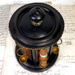 Antique French Victorian Era Cigar Presenter Caddy, Carousel Style, Burled & Brass Accents