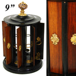 Antique French Victorian Era Cigar Presenter Caddy, Carousel Style, Bronze Finial