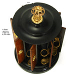 Antique French Victorian Era Cigar Presenter Caddy, Carousel Style, Bronze Finial