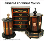 Antique French Victorian Era Cigar Presenter Caddy, Carousel Style, Bronze Finial